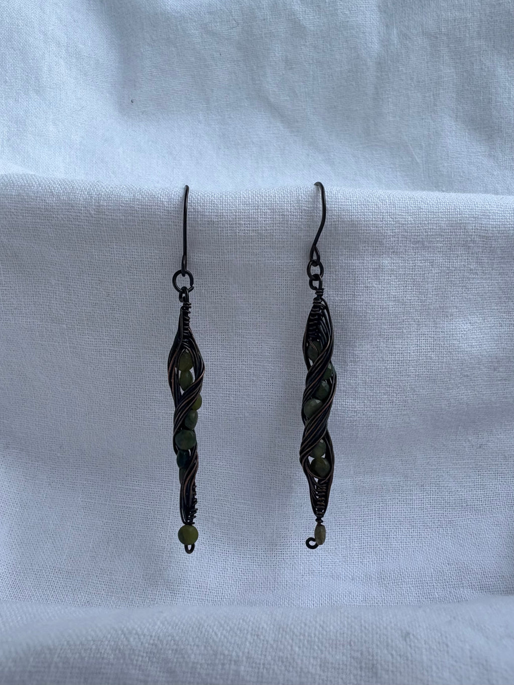 Copper Jade Twisted Earrings