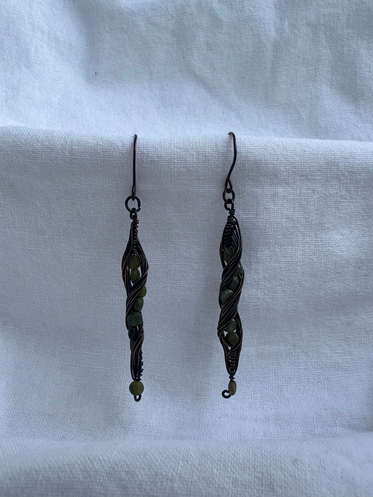 Copper Jade Twisted Earrings