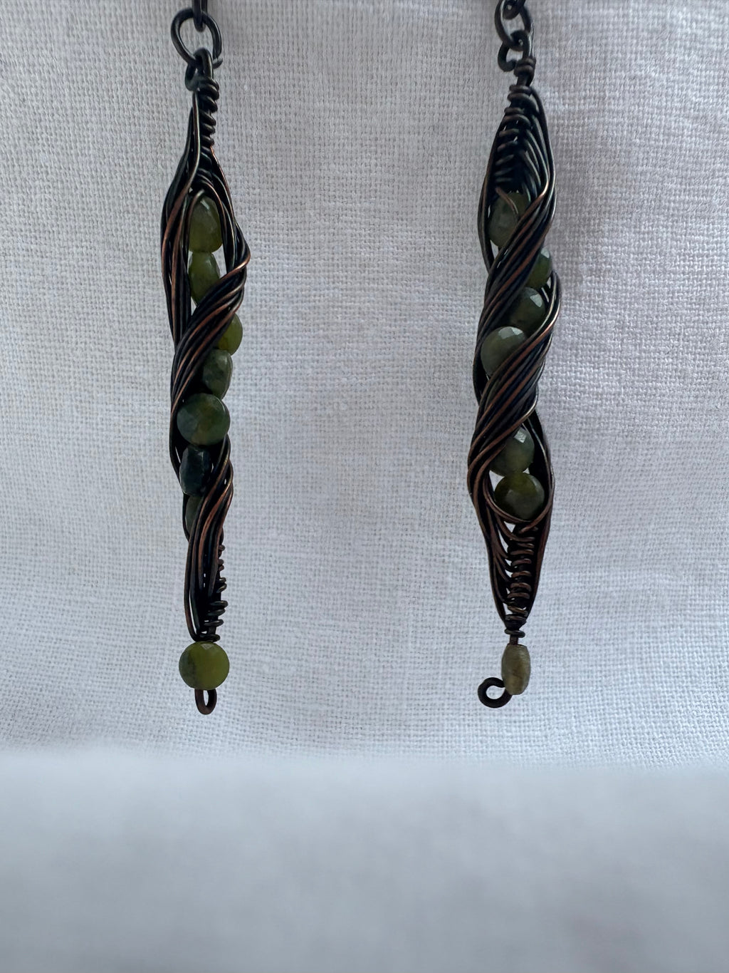 Copper Jade Twisted Earrings