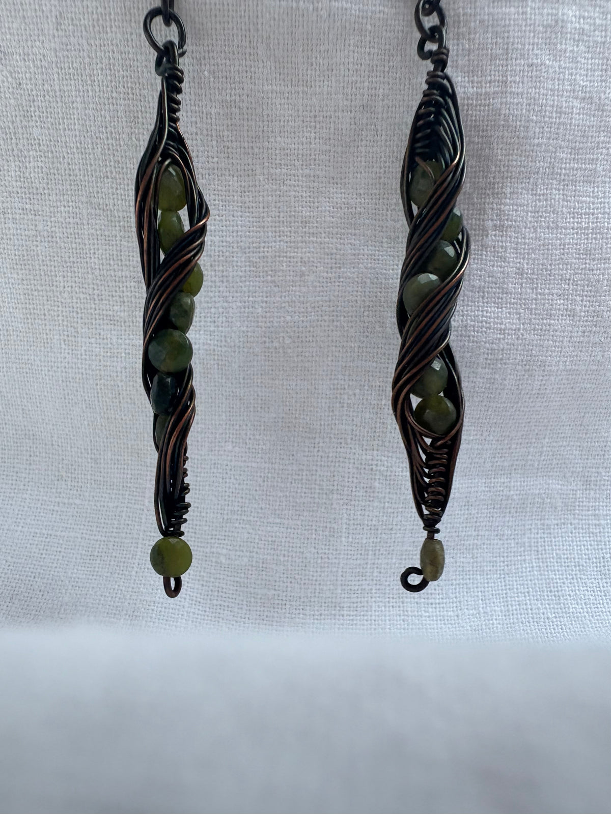 Copper Jade Twisted Earrings