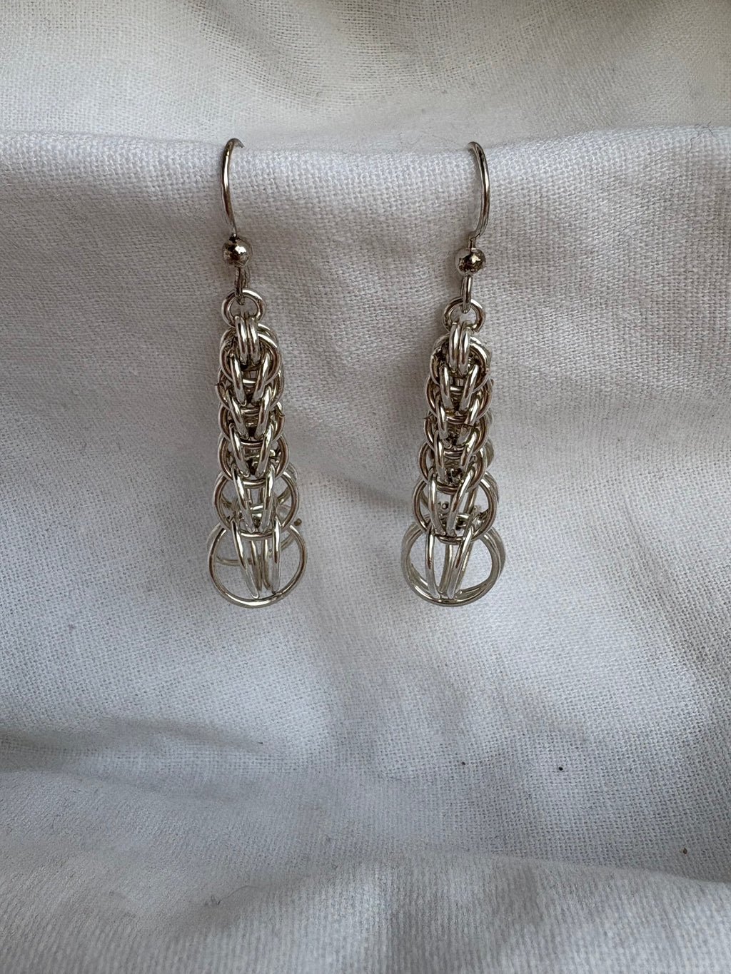 Sterling Silver Chain Mail Drop Earrings