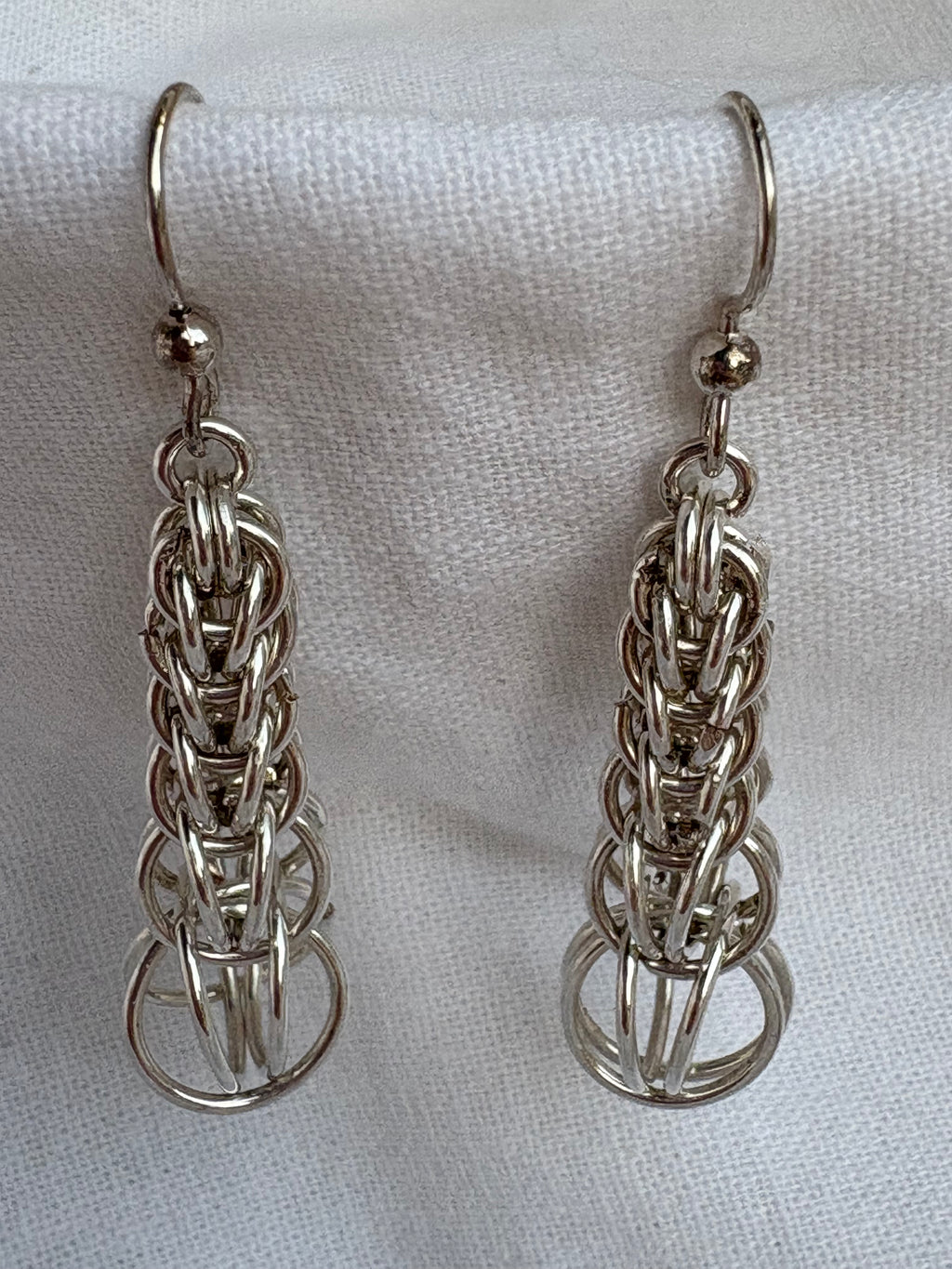 Sterling Silver Chain Mail Drop Earrings
