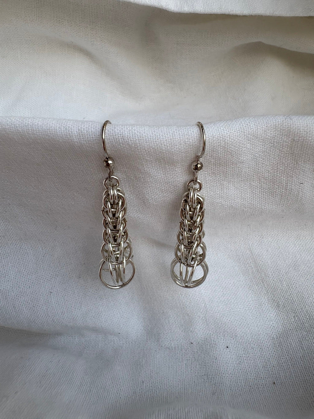 Sterling Silver Chain Mail Drop Earrings